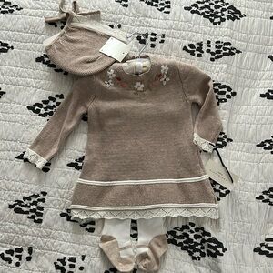 Sweater Dress with Hat & Tights